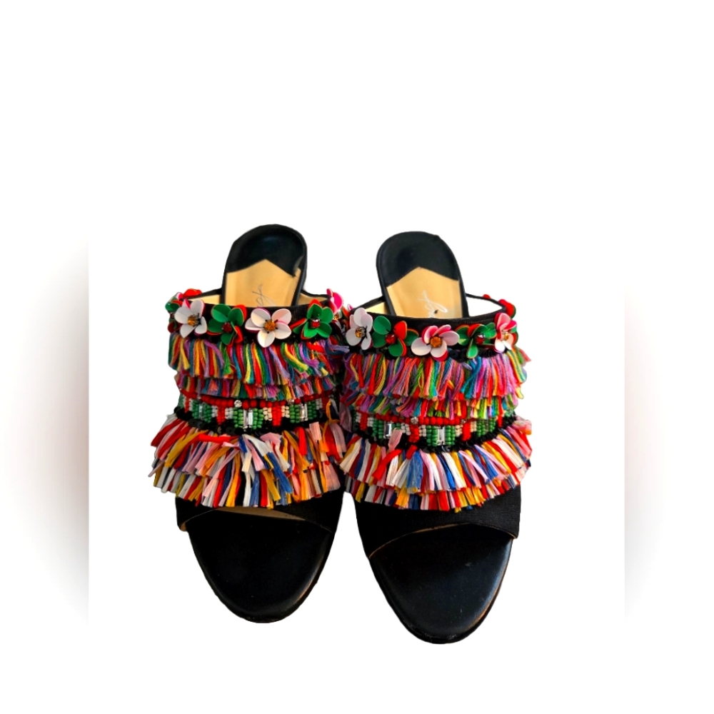 Colorful Women's Sandals with Floral Accents